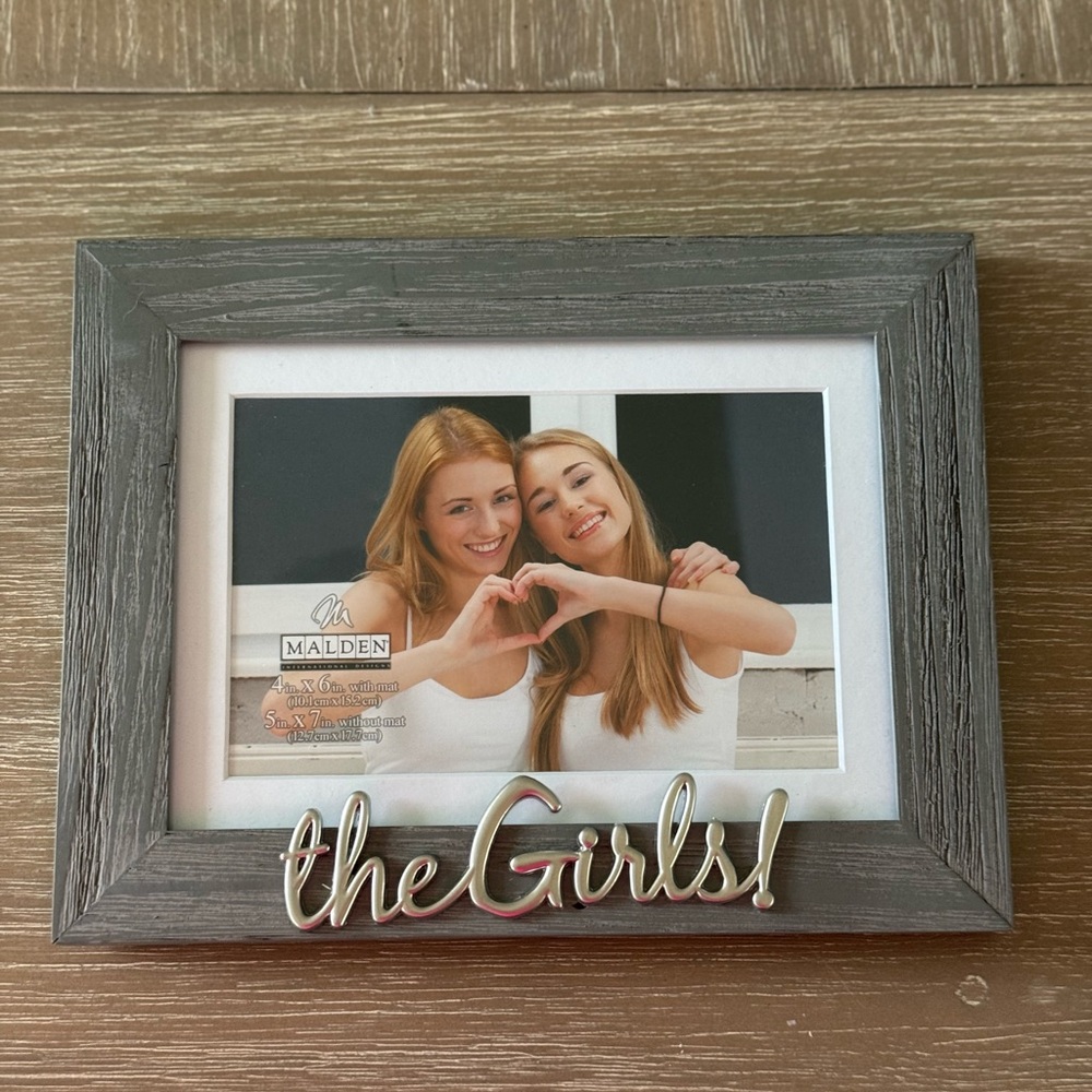 NWT Malden Charcoal 5 x 7 Picture Frame with Silver 'the Girls!' Accent